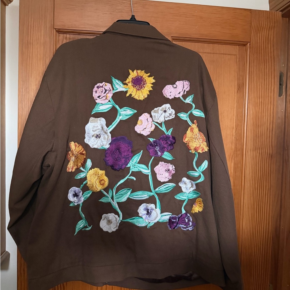 Taylor Swift Brown Floral Embroidered Jacket